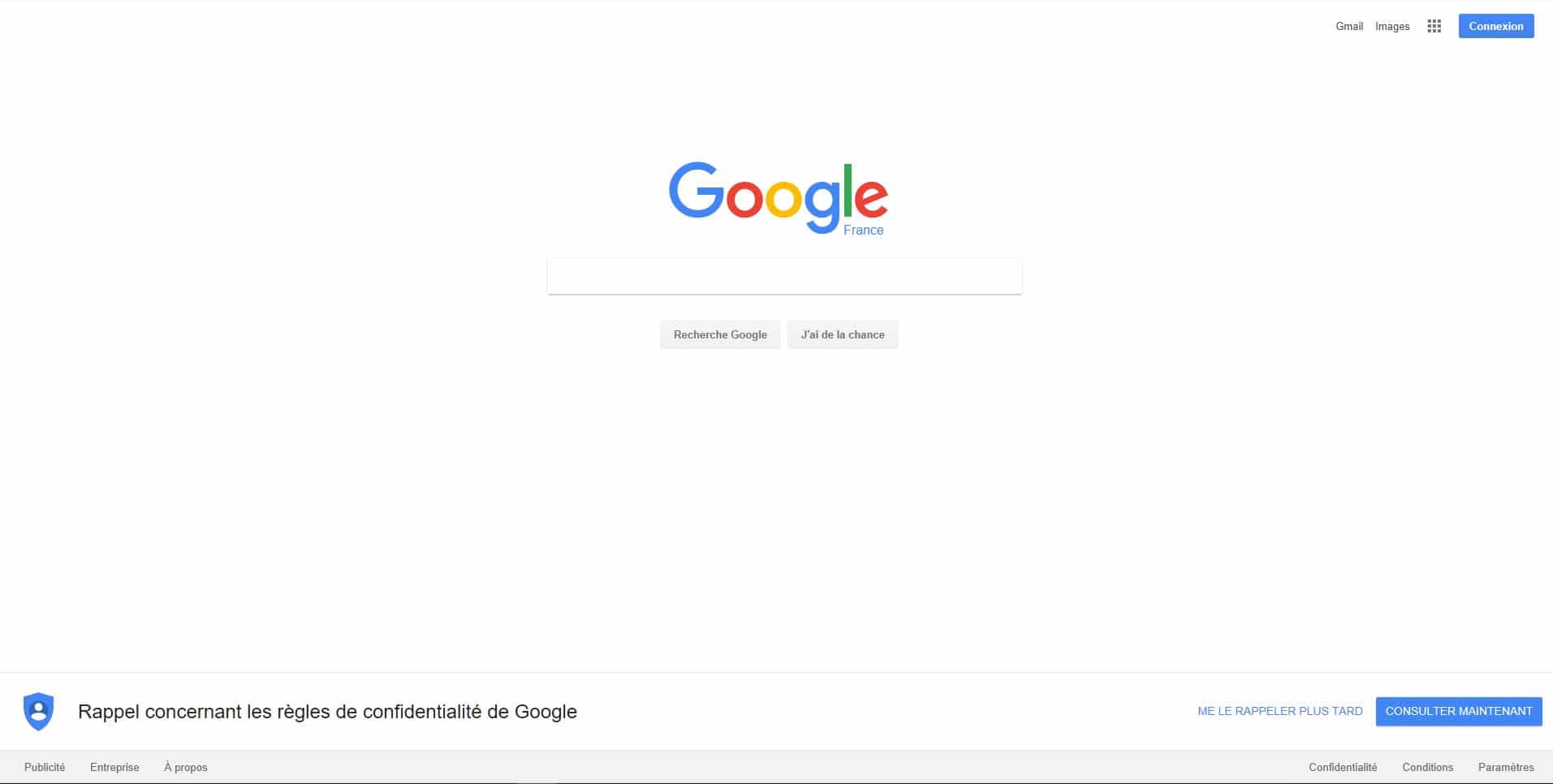 page d'accueil de google