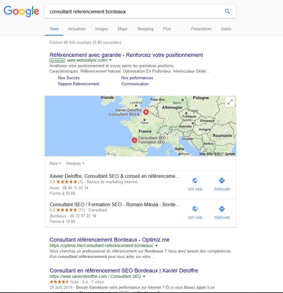 exemple de geolocalisation google my business