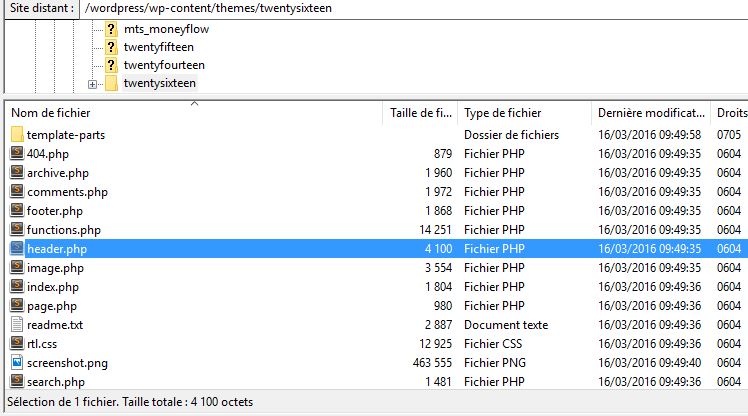fichier header.php theme parent