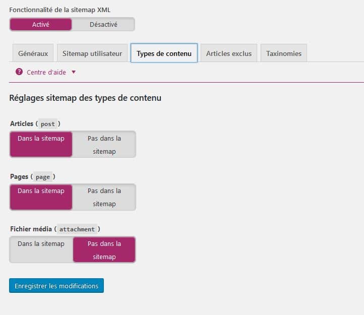 type de contenu sitemap xml