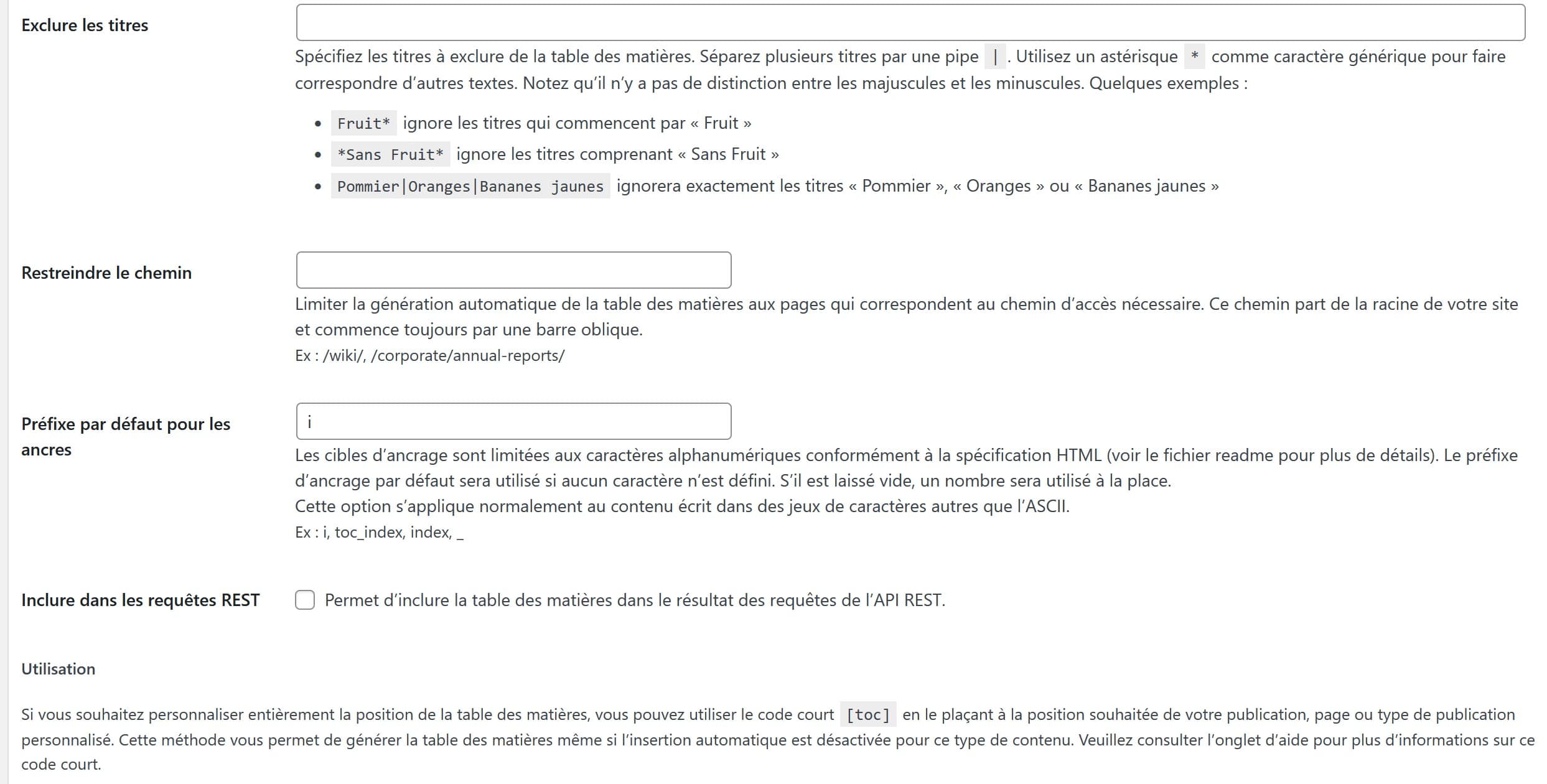 exclusions d'affichage toc+