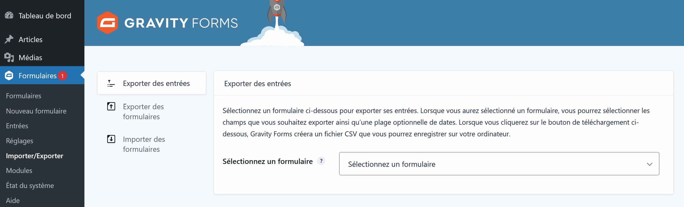 exporter données gravity forms