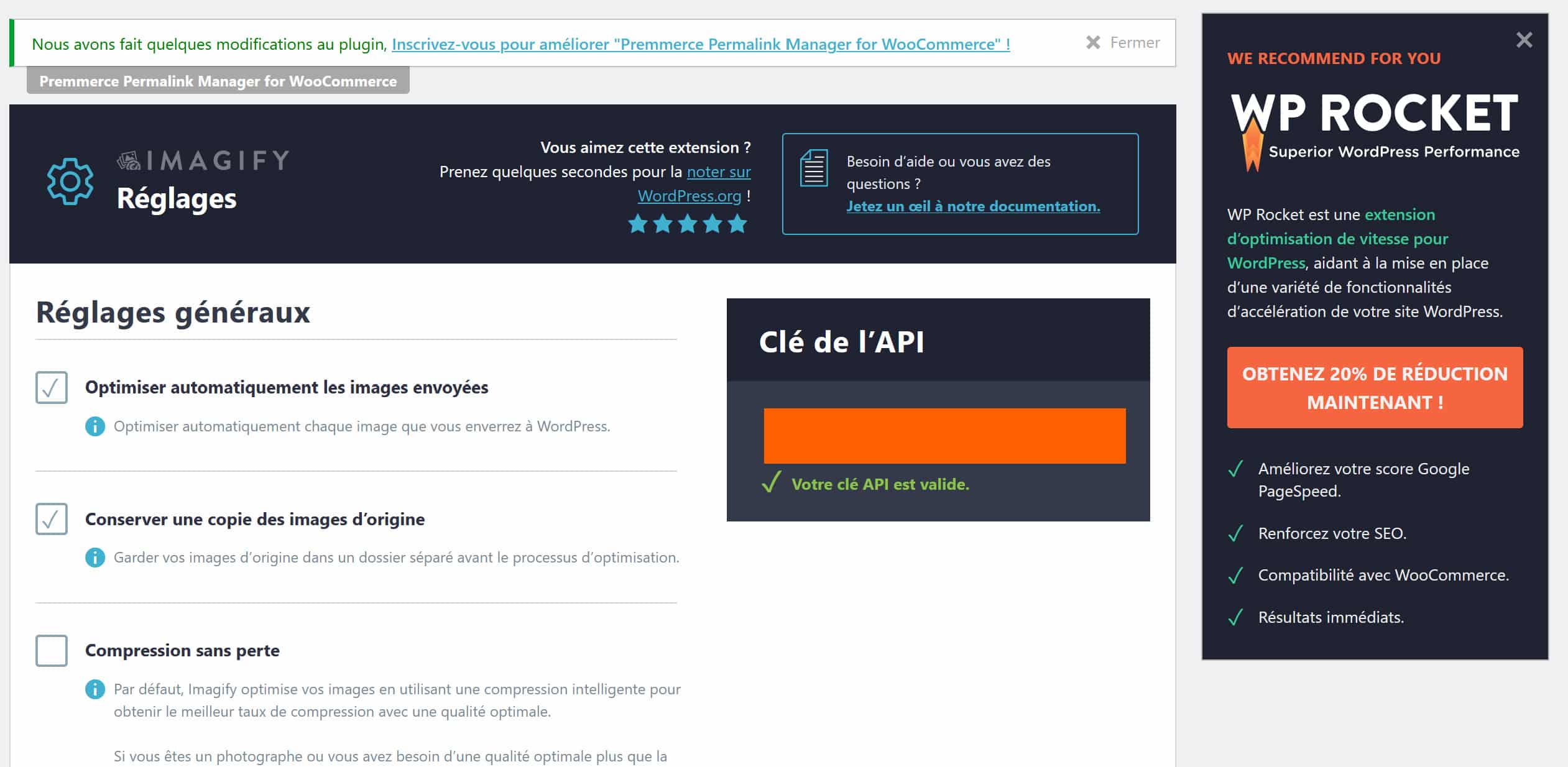 réglages imagify pour wordpress