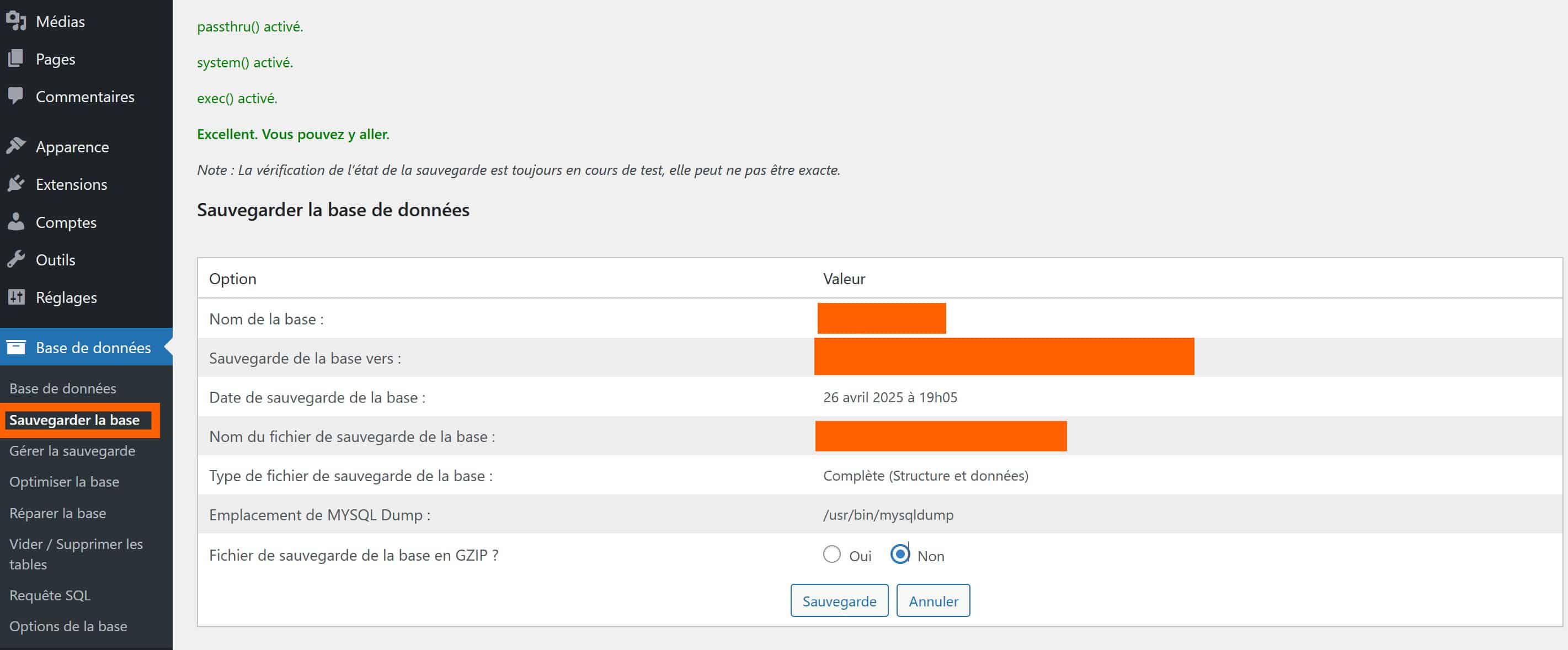 sauvegarder la bdd wordpress