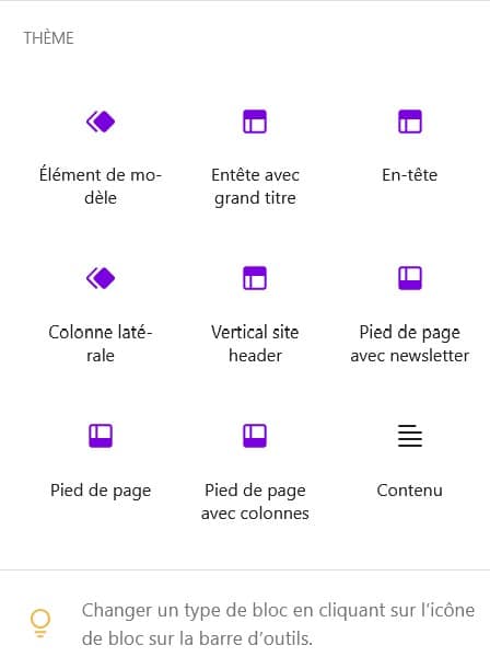blocs du theme wordpress
