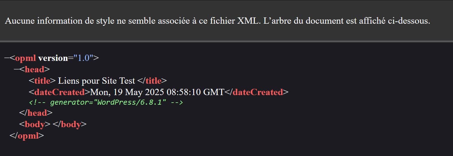 affichage opml WordPress