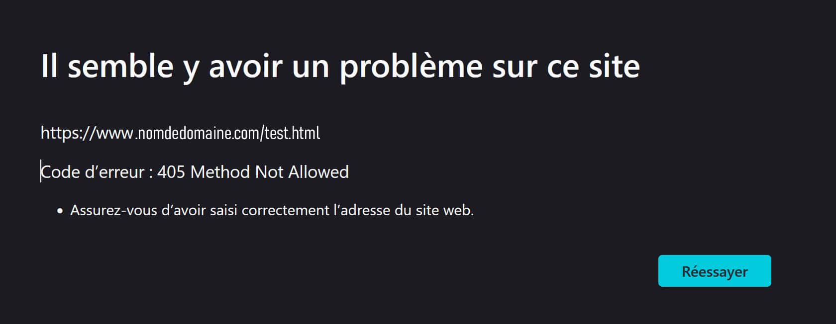 exemple erreur 405