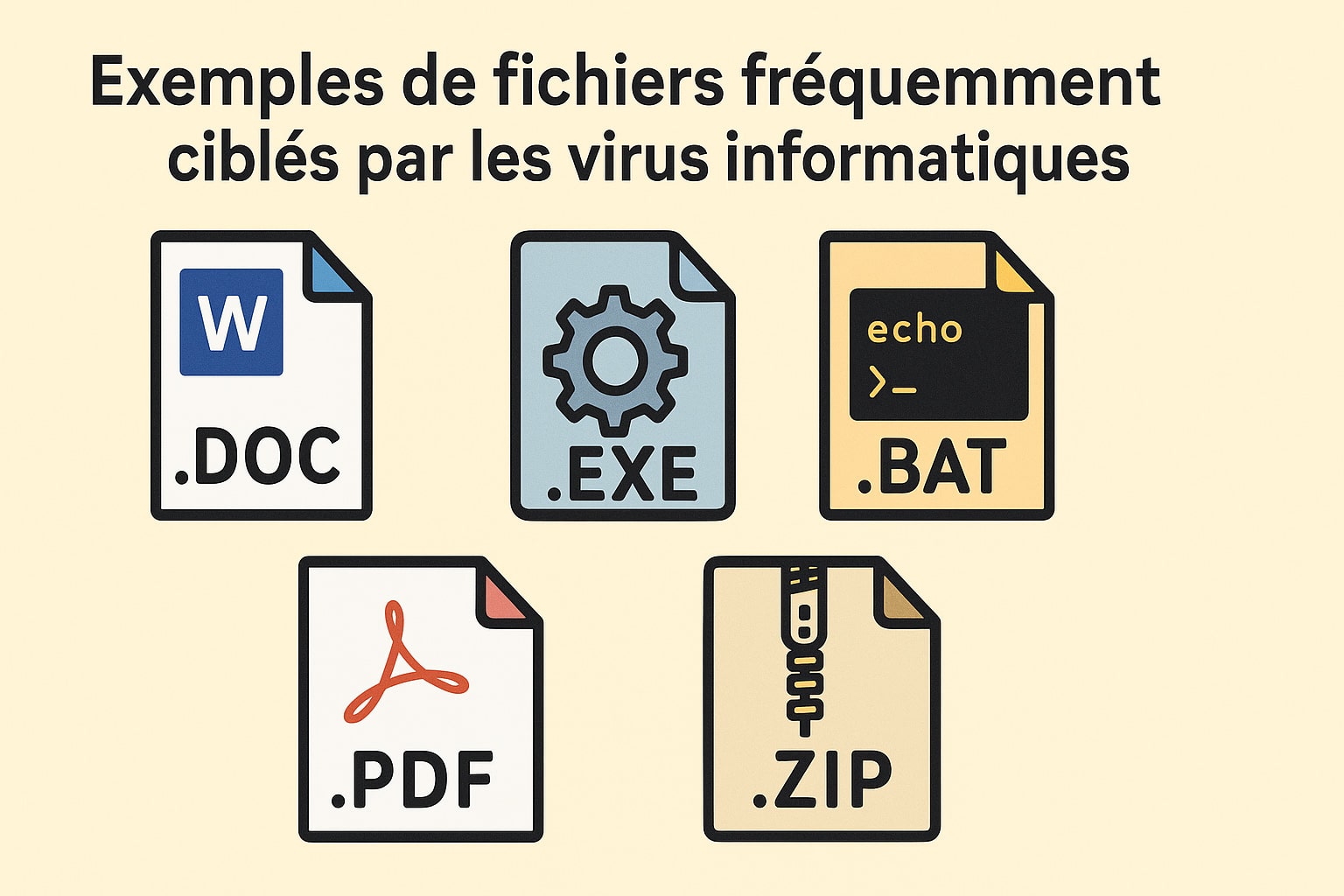 exemples fichiers cibles virus informatique