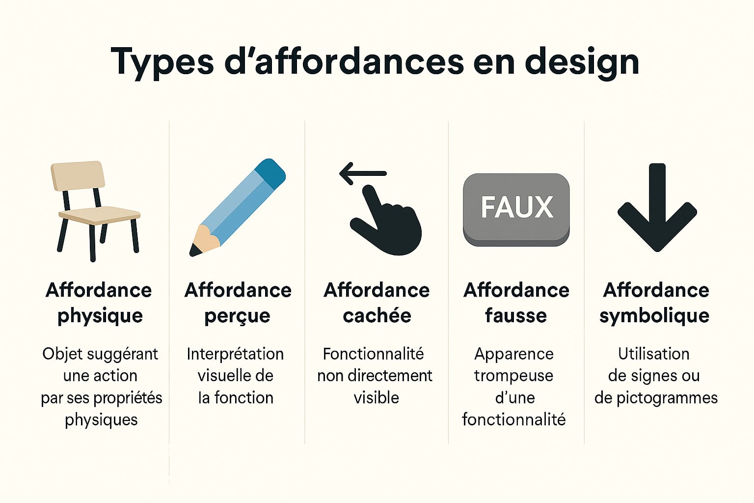 types d'affordances en design