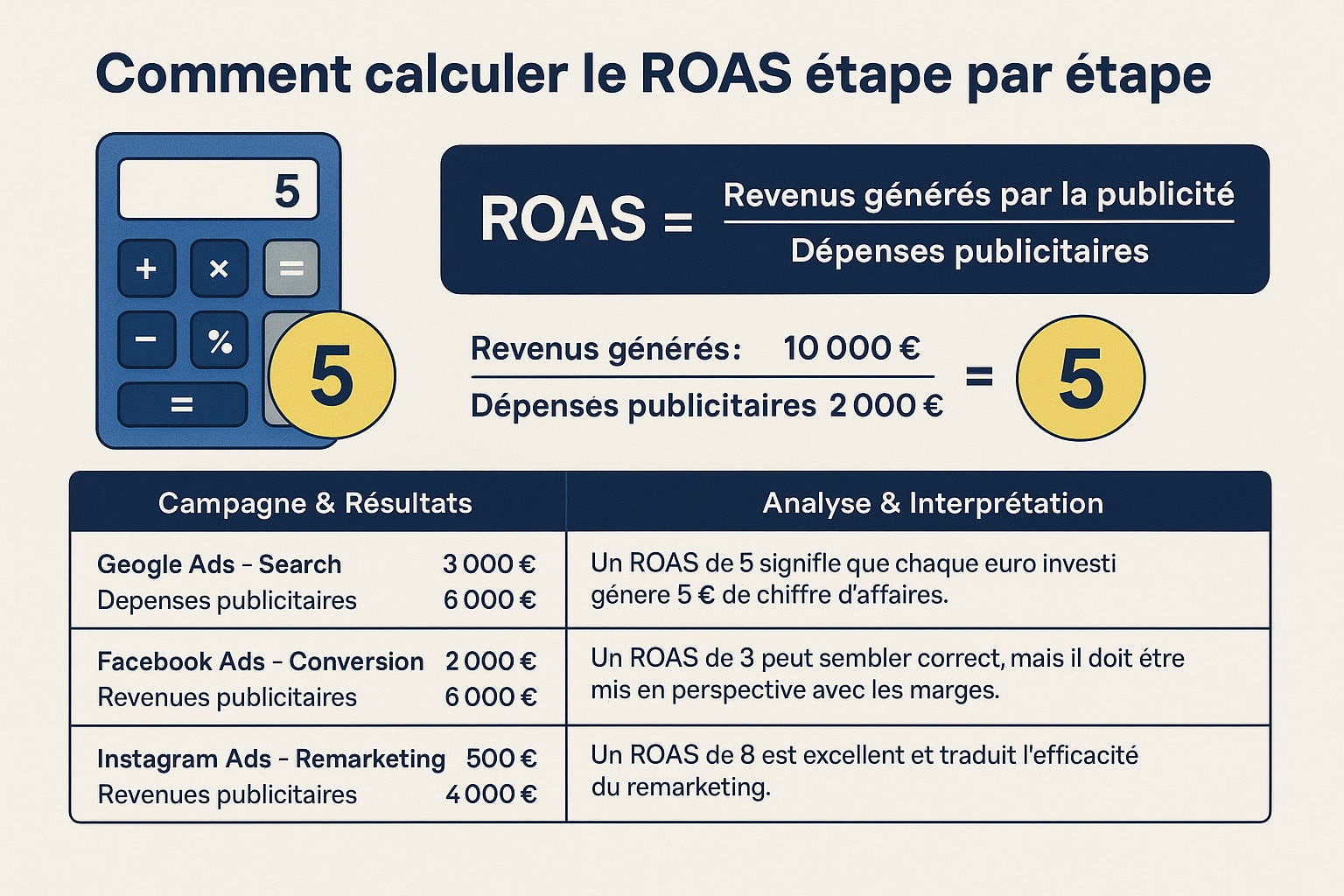 calculer roas par etapes