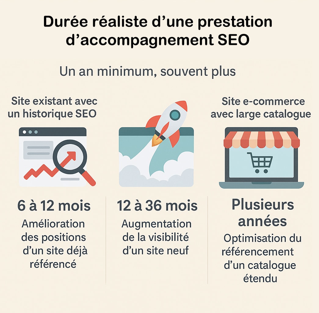 durée realiste d'une prestation d'accompagnement SEO