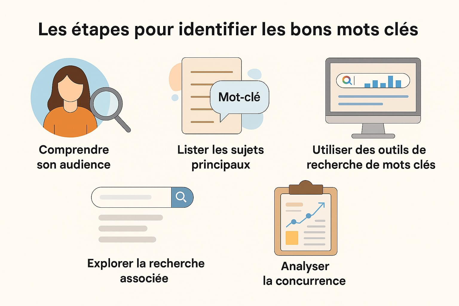 étapes pour identifier les mots clés à lister