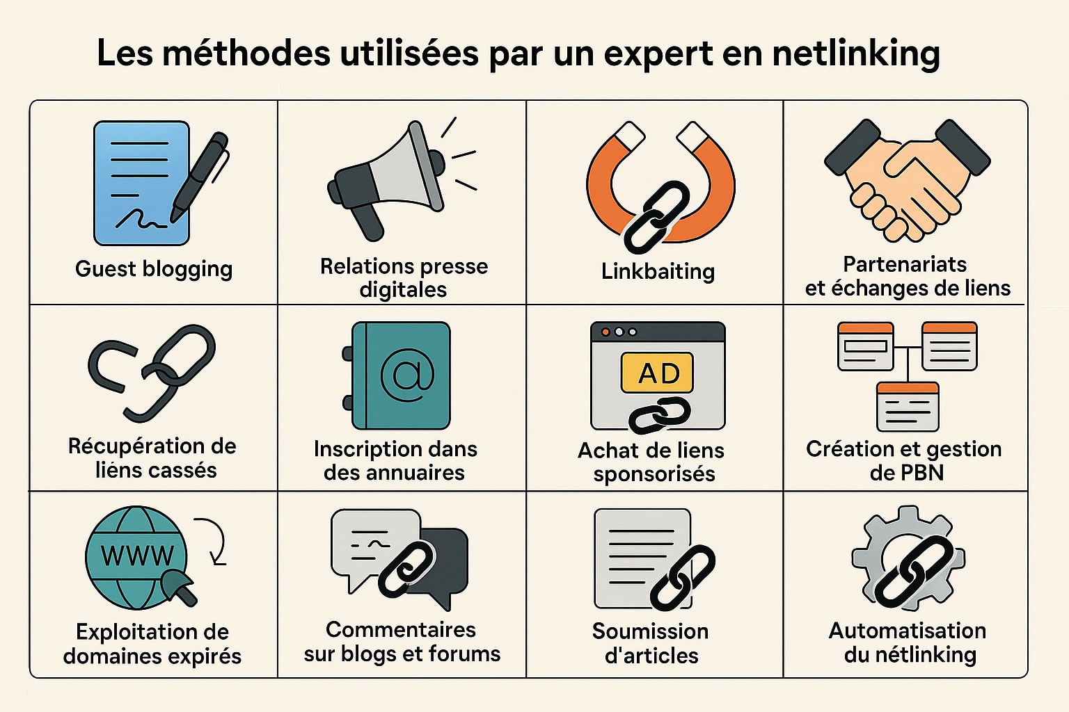 methodes utilisées en netlinking
