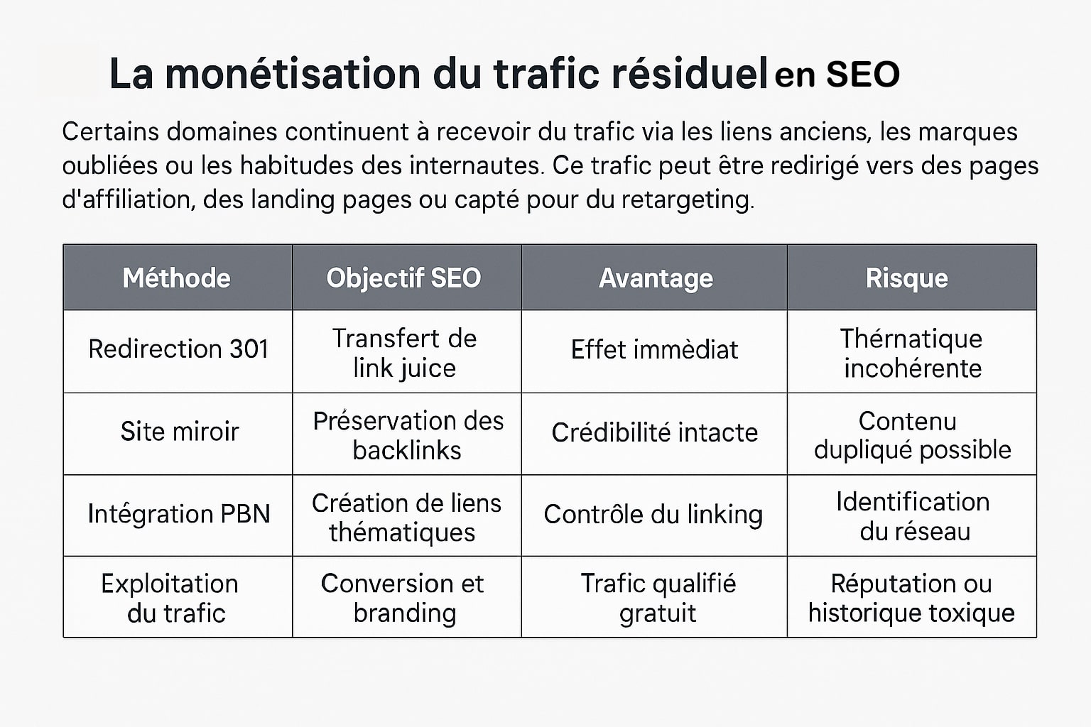 monetisation trafic residuel SEO