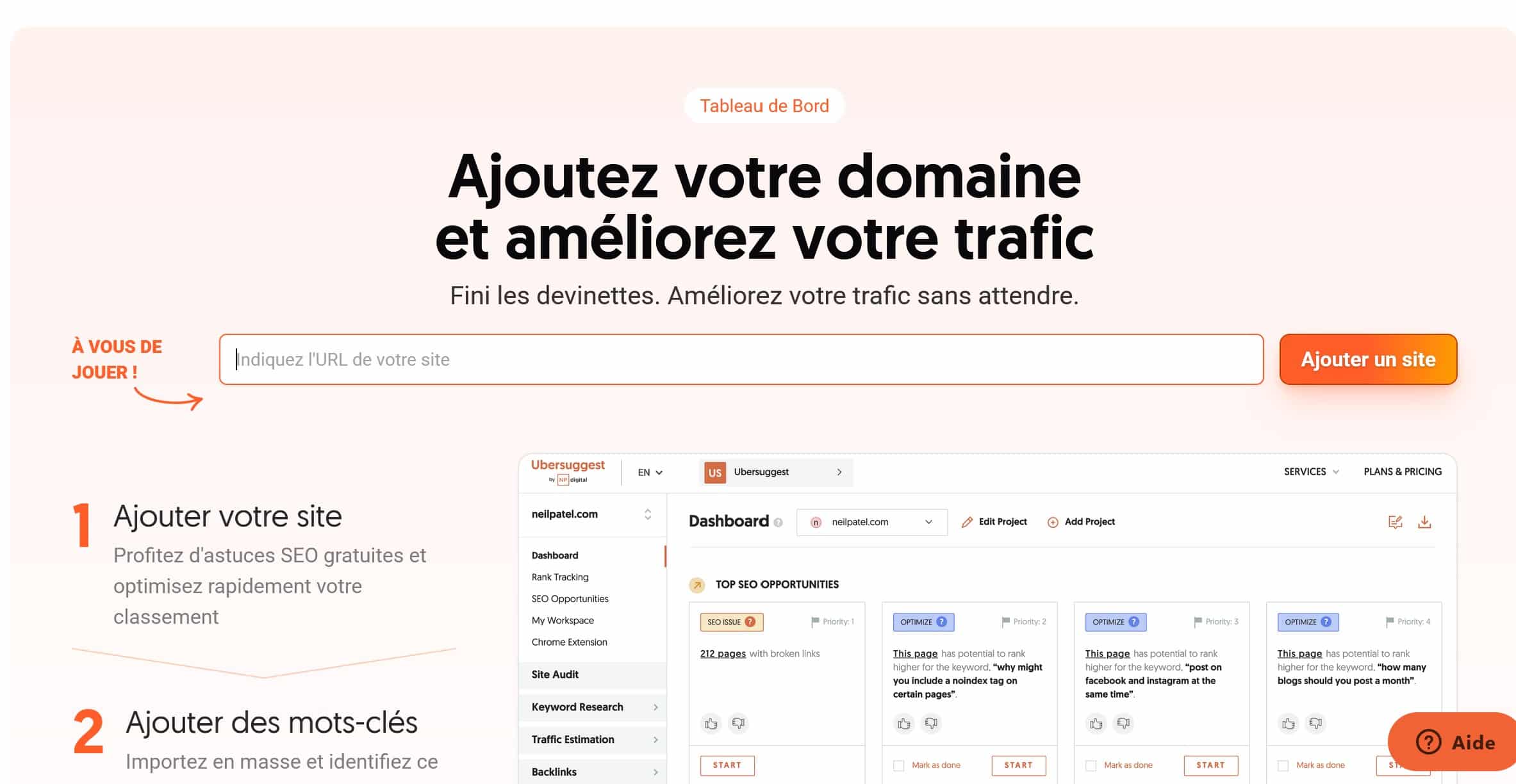 opportunités ubersuggest trafic