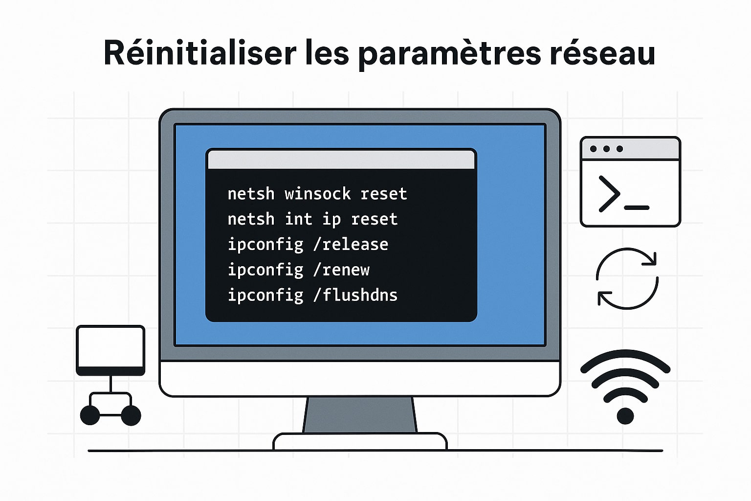 reinitialiser les parametres reseau