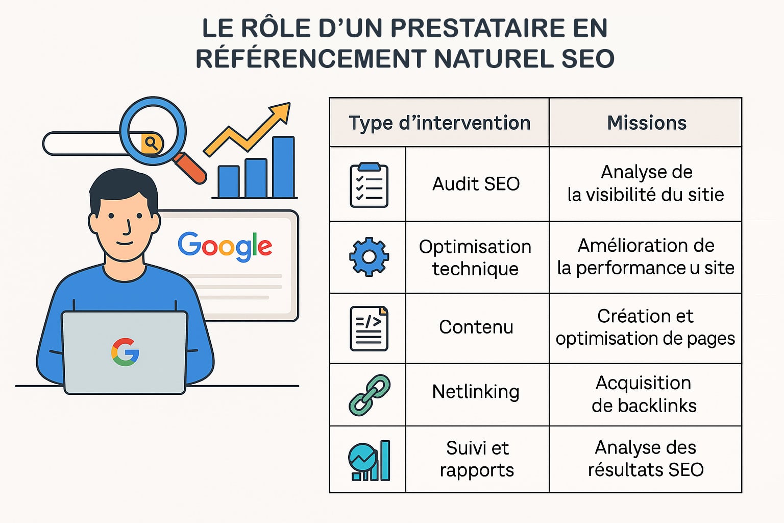role prestataire SEO