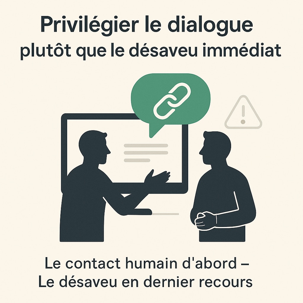 privilegier dialogue au desaveu immediat du lien