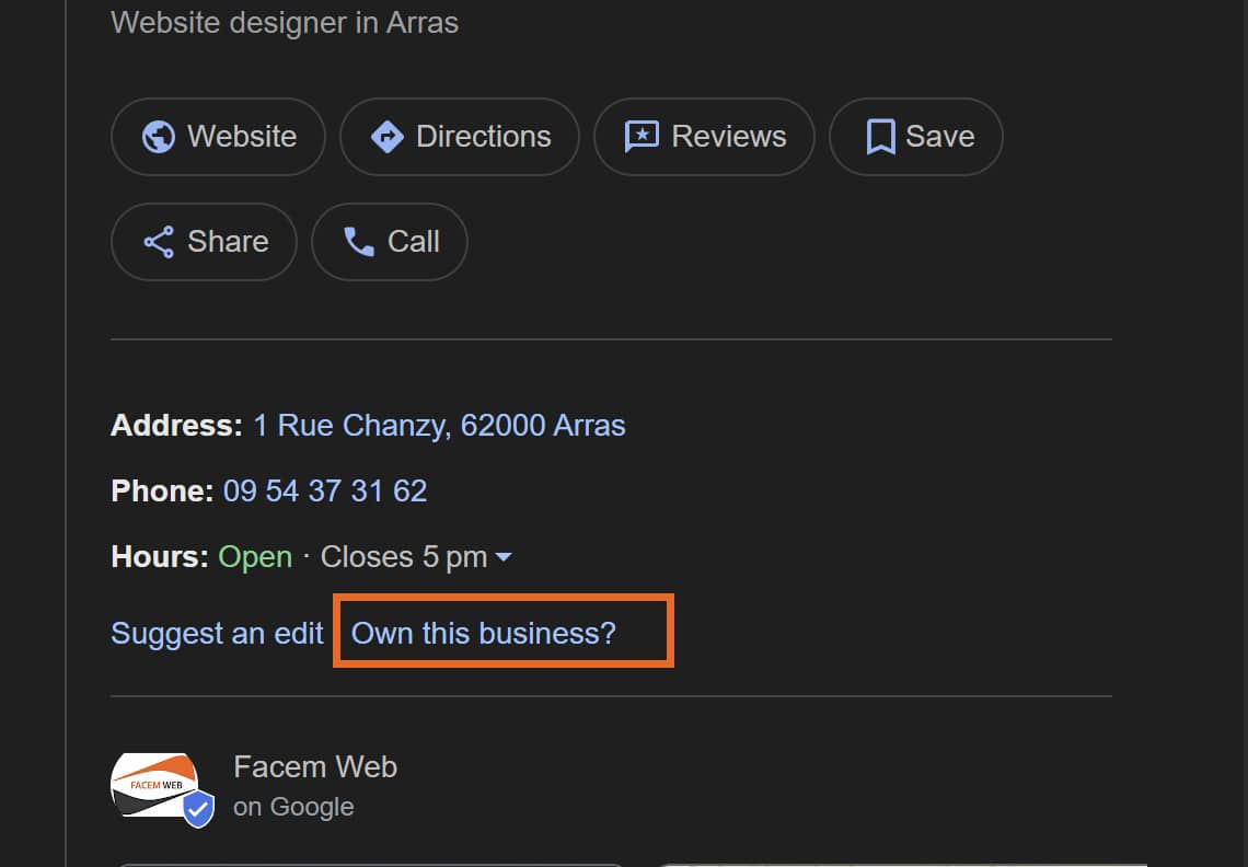 revendiquer une propriété google business profile