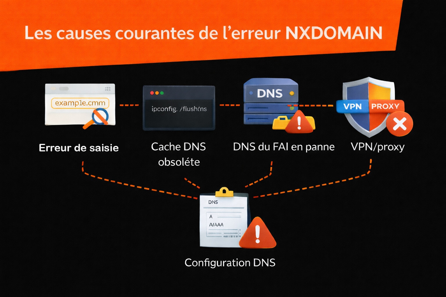 causes courantes erreur nxdomain