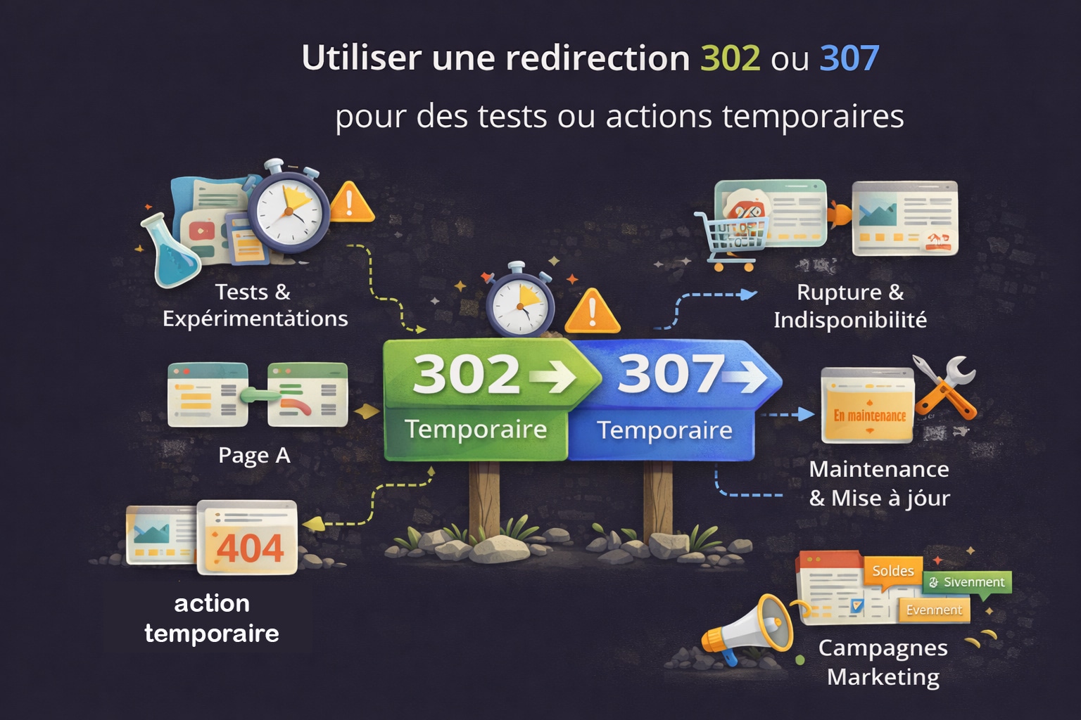 utilisation redirection 302 ou 307 en SEO