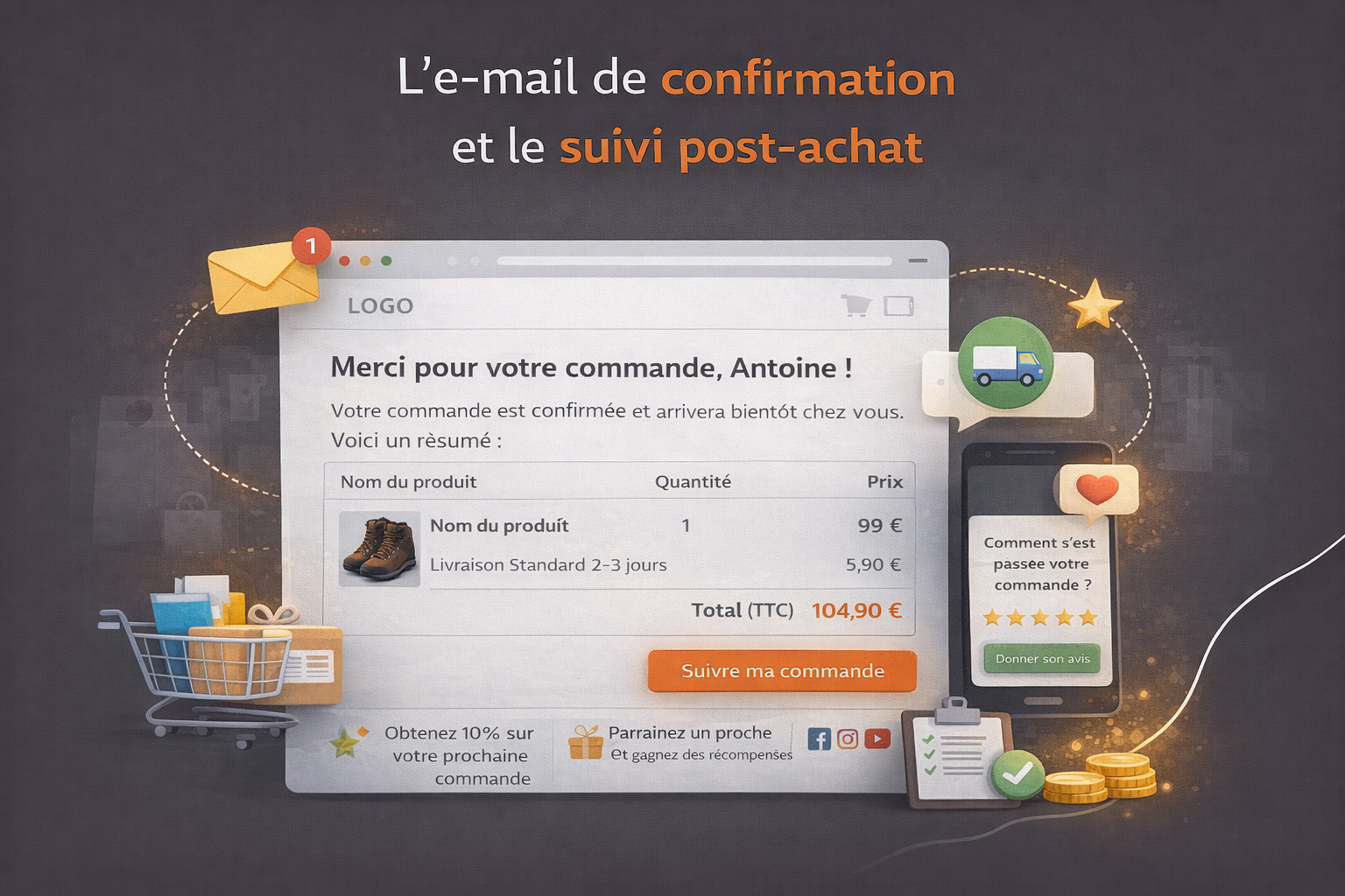 e mail de confrmation et suivi post achat e commerce
