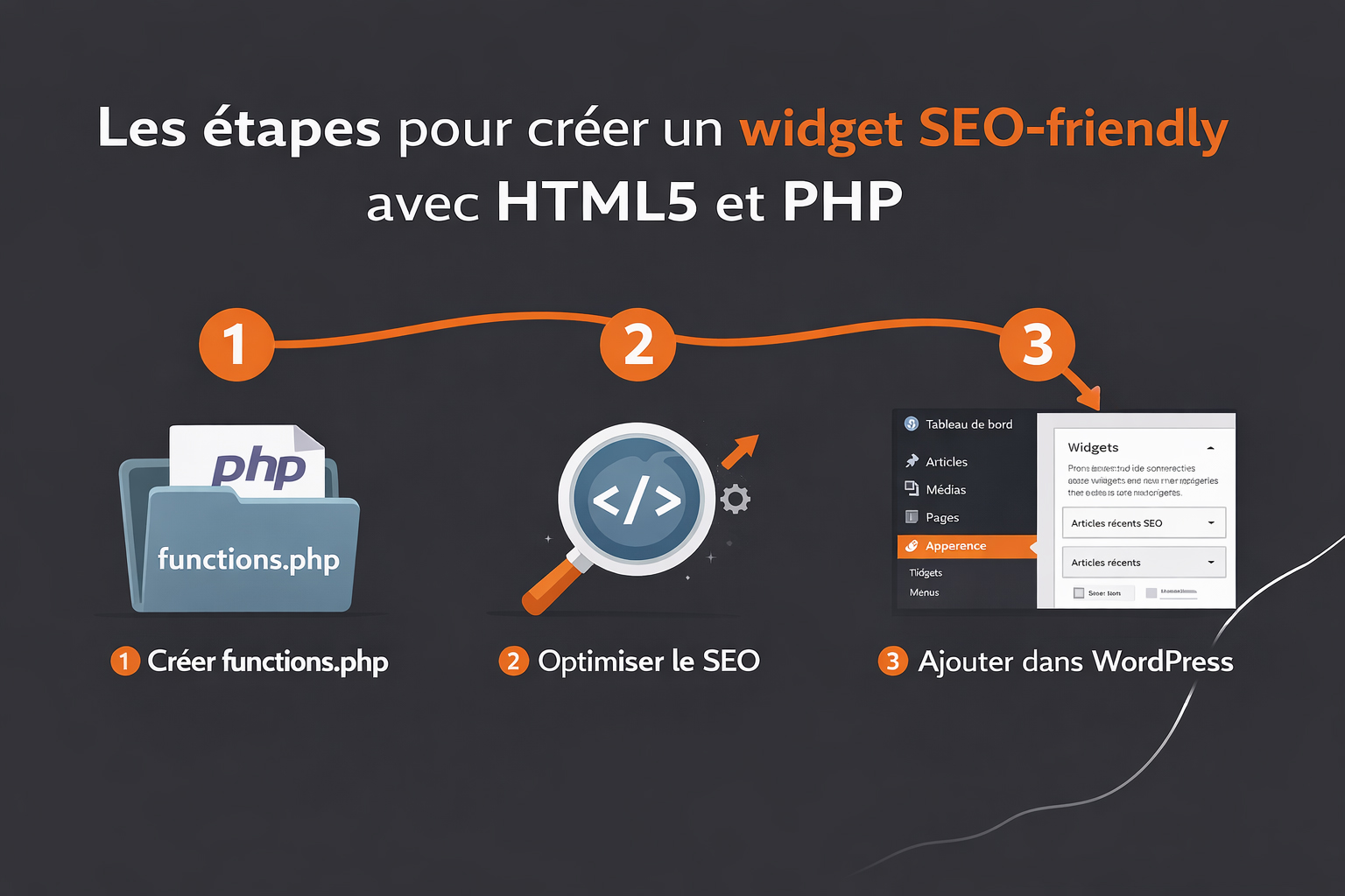 etapes pour creer un widget seo wordpress
