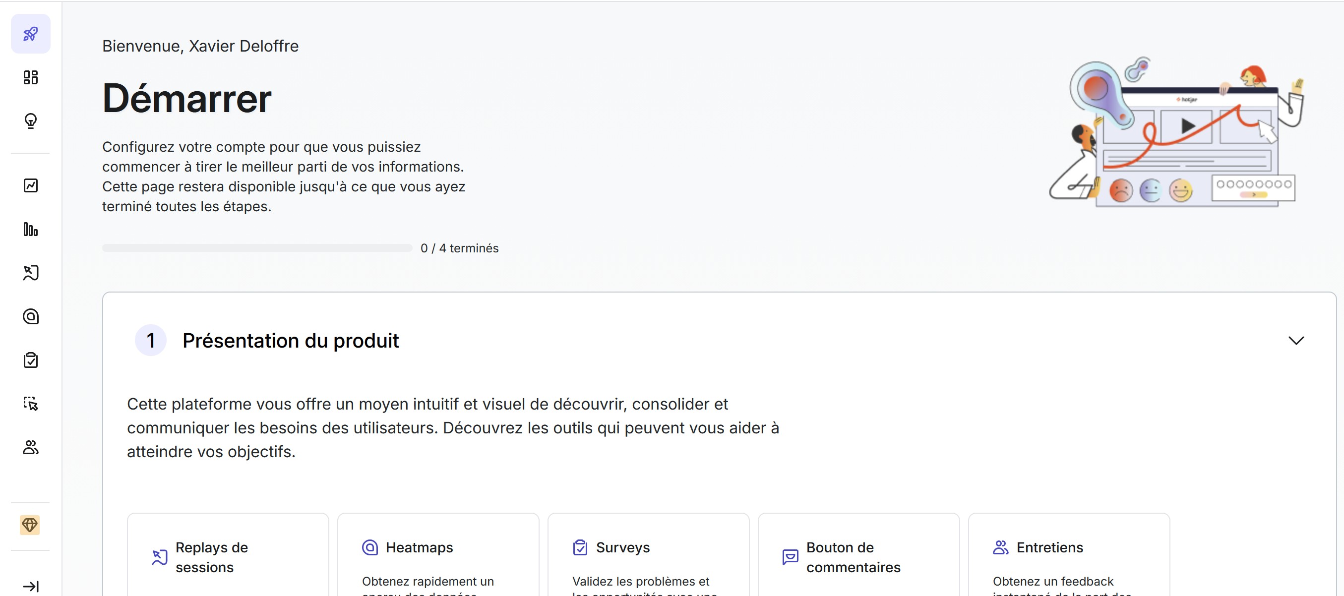 tableau de bord hotjar