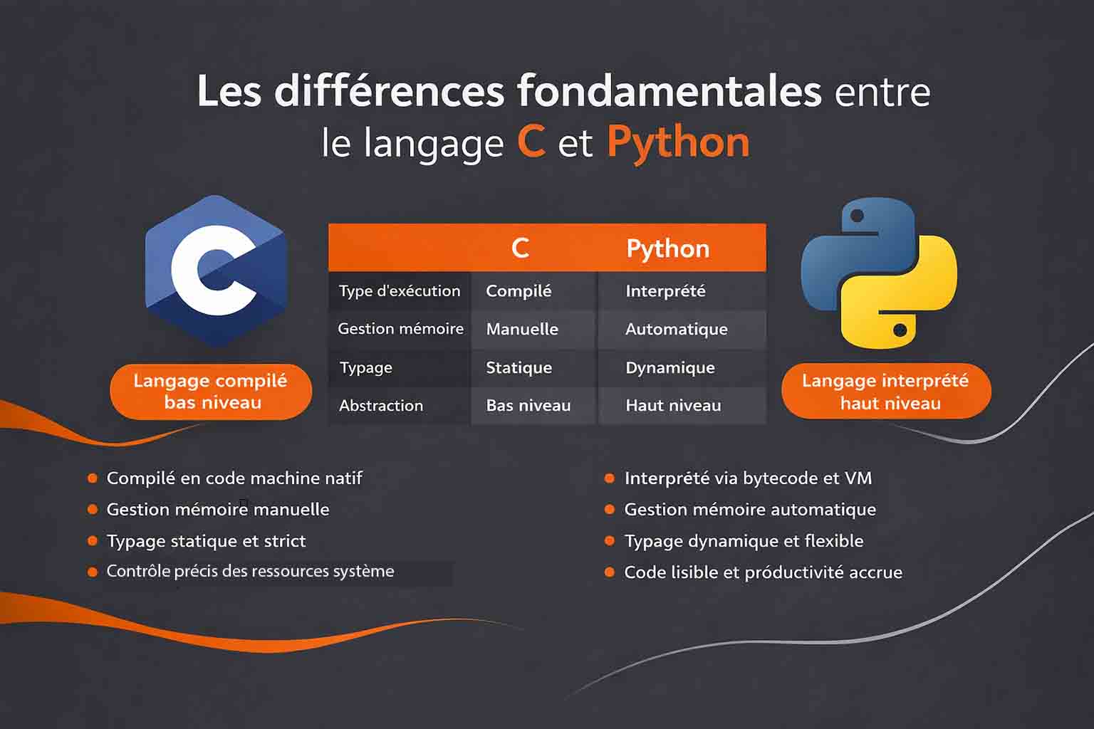différences fondamentales entre langage C et python