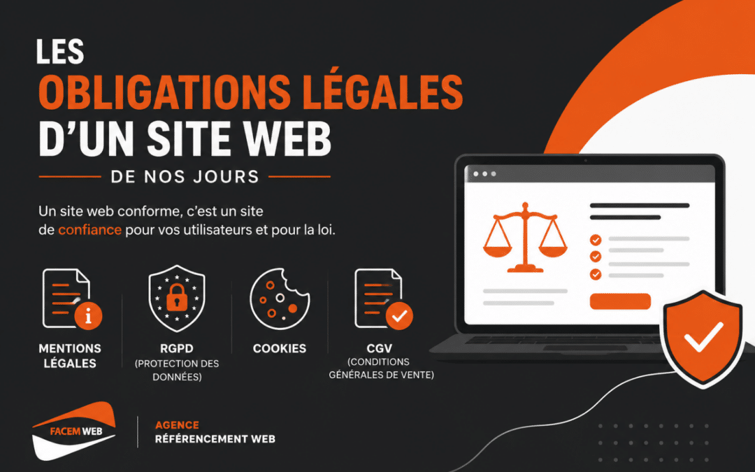Les obligations légales d&rsquo;un site web de nos jours : Mentions légales, RGPD, cookies et CGV