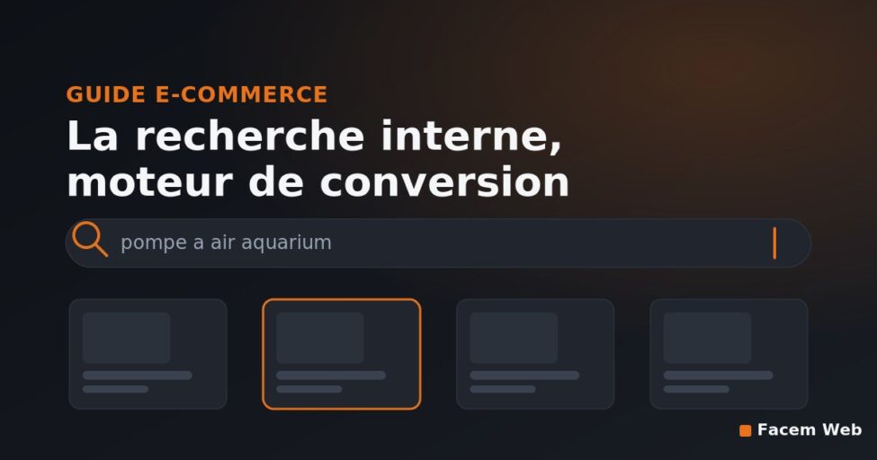 Guide e-commerce illustrant la recherche interne